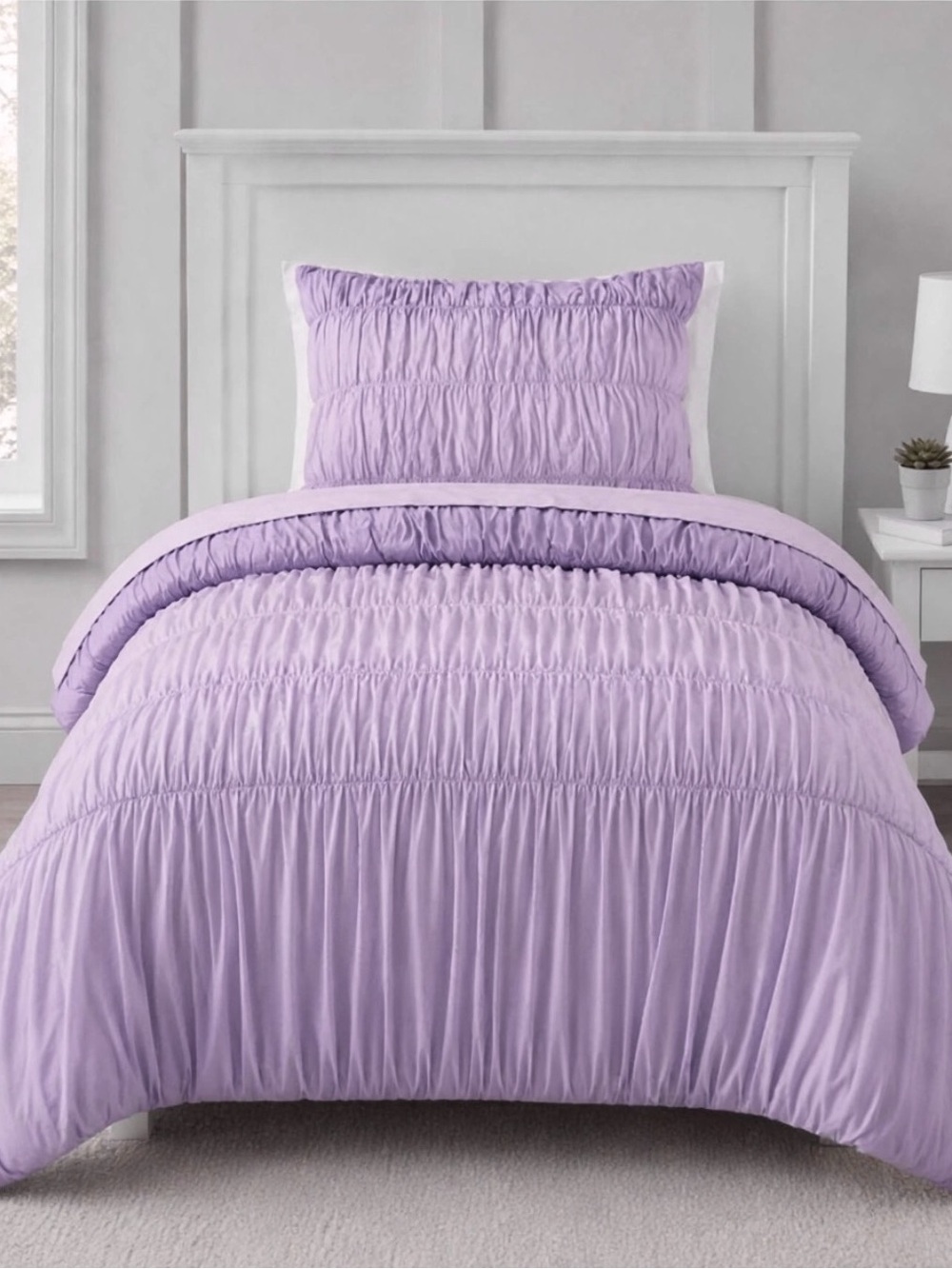 Pottery Barn || PB Teen Ruched Duvet Cover + Sham Set Twin Lilac Light Purple